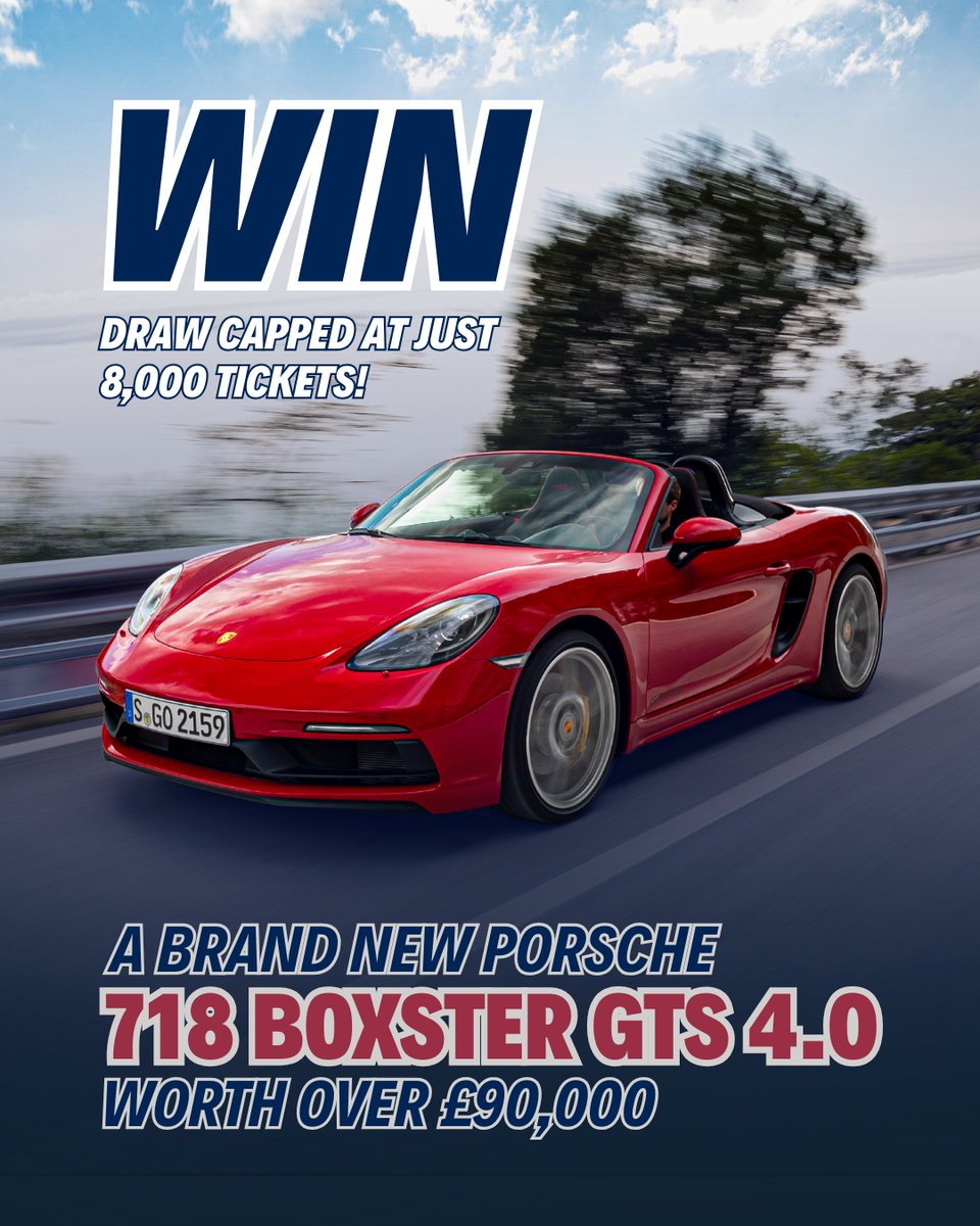 WIN a Porsche 718 Boxster GTS 4.0 — worth over £90,000! 

We're running an exclusive prize draw giving one lucky winner the chance to own a BRAND NEW 4.0 litre flat six Boxster GTS.

Tickets are available now until 15 Oct 2025 but they're selling out fast! porscheclubgb.com/prize-draw
