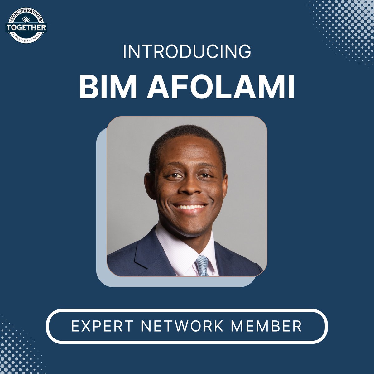 Conservatives Together (@consrvtogethr) on Twitter photo We’re pleased to welcome <a href="/BimAfolami/">Bim Afolami</a> to the Conservatives Together Expert Network - former MP for Hitchin and Harpenden (2017–2024), who served as Economic Secretary to the Treasury and City Minister. We’re pleased to welcome <a href="/BimAfolami/">Bim Afolami</a> to the Conservatives Together Expert Network - former MP for Hitchin and Harpenden (2017–2024), who served as Economic Secretary to the Treasury and City Minister.