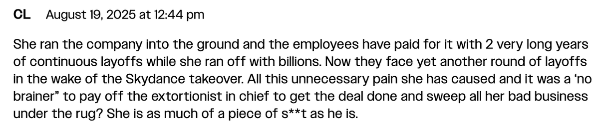 "Shari Redstone Defends Paramount’s $16 Million Settlement With Trump as ‘No-Brainer’"
variety.com/2025/tv/news/s…
This reader puts it best.
#SaveNCISHawaii