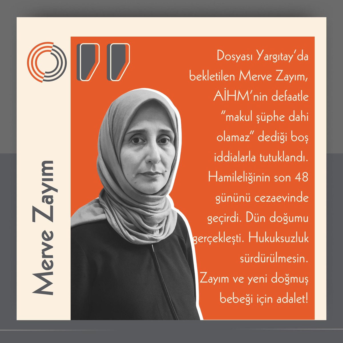 Merve Zayım ve 2 günlük bebeği cezaevine gönderildi.
Susacak mıyız⁉️

<a href="/GokceGokcen_/">Gökçe Gökçen</a>  <a href="/SalihUzunDr/">Salih Uzun</a> 

2GünlükBebek Tutuklanıyor