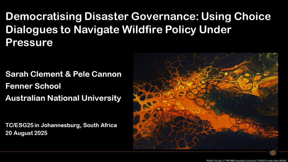 Looking forward to running a 'mini' Choice dialogue about #wildfires at #TCESG25 at 1 pm in Marathon B. We'll also be covering some of our global expert survey results and how to facilitate public conversations about controversial policy issues.