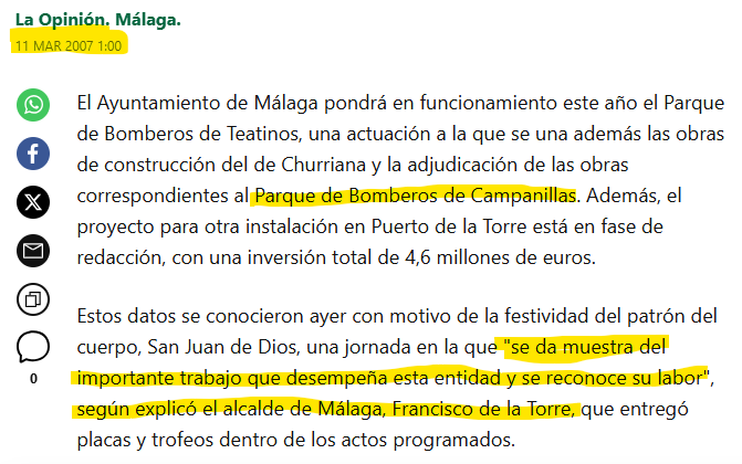 🆘 Encierro Bombero Mlg 🚒 (@encierrobombmlg) on Twitter photo Realmente son 6 parques de Bomberos, pero uno de ellos, promesa electoral del 2008 de <a href="/pacodelatorrep/">Paco de la Torre</a> convertida en 'fake news', sigue cerrado desde entonces.
Lo han borrado de la página web pero han dejado rastro... unos fenómenos.
#fakedelatorre Realmente son 6 parques de Bomberos, pero uno de ellos, promesa electoral del 2008 de <a href="/pacodelatorrep/">Paco de la Torre</a> convertida en 'fake news', sigue cerrado desde entonces.
Lo han borrado de la página web pero han dejado rastro... unos fenómenos.
#fakedelatorre