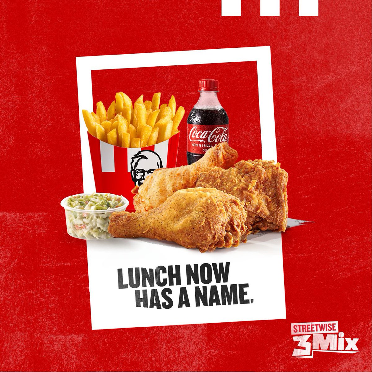 3pc chicken, large chips, coleslaw, soda... all for UGX 29,000? That’s a Streetwise 3 Mix.

Get yours today from your nearest KFC. Limited time offer.