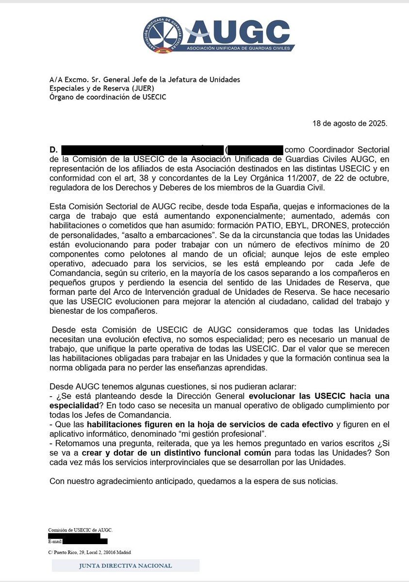 Comisión USECIC de AUGC (@augc_usecic) on Twitter photo Seguimos desde .<a href="/AUGC_Comunica/">AUGC Guardia Civil 🇪🇸</a> peleando por los derechos de los compañeros de #USECIC . Cada vez más cometidos, sin manual ,a criterio de los Jefes de ,<a href="/guardiacivil/">Guardia Civil</a> de cada Comandancia. augc.org/publica/newsle…
#AsiNo
#YoSoyAUGC Seguimos desde .<a href="/AUGC_Comunica/">AUGC Guardia Civil 🇪🇸</a> peleando por los derechos de los compañeros de #USECIC . Cada vez más cometidos, sin manual ,a criterio de los Jefes de ,<a href="/guardiacivil/">Guardia Civil</a> de cada Comandancia. augc.org/publica/newsle…
#AsiNo
#YoSoyAUGC