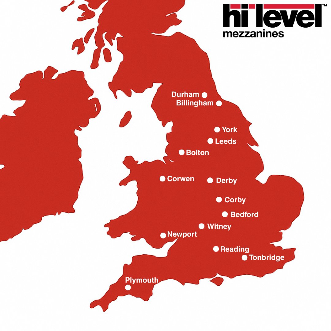 Wherever you are in the UK, Hi-Level Mezzanines is ready to deliver. This month alone we’ve supported businesses from Plymouth in the South West to Durham in the North East, providing tailored mezzanine solutions for logistics, manufacturing, retail and more.