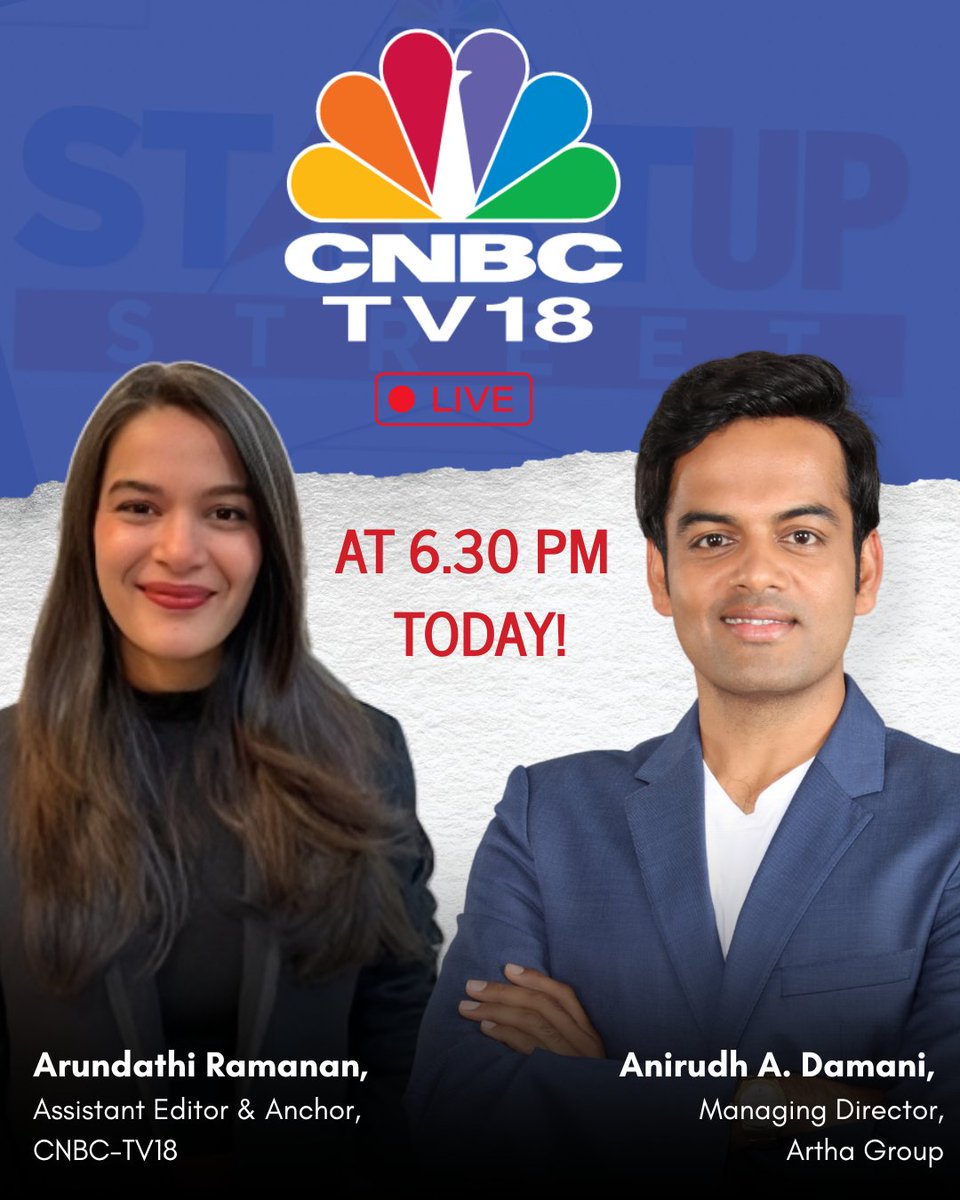 Big milestone for us! 🚀

Our Managing Director, Anirudh A. Damani (<a href="/showmedamani/">Anirudh A Damani</a> ) joins <a href="/CNBCTV18News/">CNBC-TV18</a> Startup Street with Arundhati Ramanan to talk about the final close of our "winners-only" follow-on vehicle, Artha Select Fund at  ₹432 crore, overshooting our original target