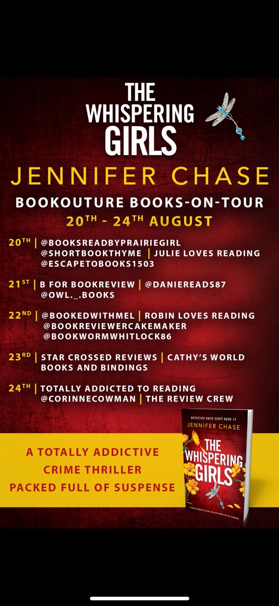 The Whispering Girls by Jennifer Chase is out today! <a href="/bookouture/">bookouture</a> 
This is a brilliant crime thriller - five huge stars from me ⭐️⭐️⭐️⭐️⭐️
📚✍️⬇️
goodreads.com/book/show/2345…