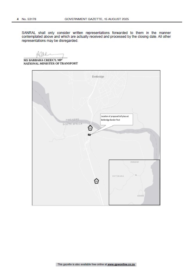 📢 Dept. of Transport &amp; SANRAL intend to declare the N1 Beit Bridge section (1.1 km) as a toll road.

🗓️ Comments due: 19 Sept 2025 → beitbridge@nra.co.za 

SAAFF encourages members to review this notice and reflect on the potential implications for cross-border trade. #SAAFF