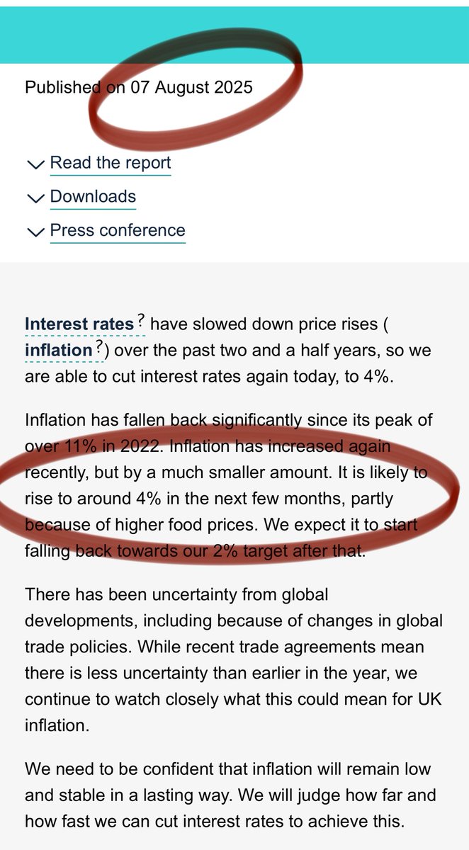 Given that less than 2 weeks ago the BoE said they were expecting inflation to rise to 4%, today’s claims of “unexpected” inflation rise are even odder. 

The banks expected readout for today was 3.76% ie 3.8% ie exactly as expected. 

Why do the headlines persist with the