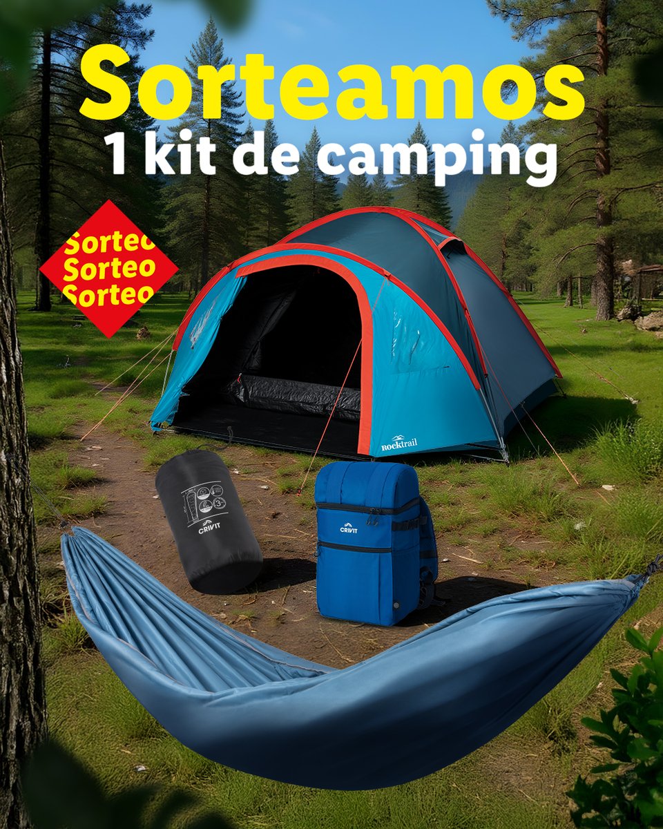 Lidl España (@lidlespana) on Twitter photo ⛺️ ¡SORTEO! ⛺️
Tienda de campaña, mochila nevera, saco de dormir y hamaca. Consigue el kit que necesitas para desconectar, respirar aire puro y lanzarte a la aventura.
¿Cómo participar?: 👇
1️⃣ Sigue a <a href="/lidlespana/">Lidl España</a>
2️⃣ Da like al post
3️⃣ Menciona con quién te irías de acampada
4️⃣ ⛺️ ¡SORTEO! ⛺️
Tienda de campaña, mochila nevera, saco de dormir y hamaca. Consigue el kit que necesitas para desconectar, respirar aire puro y lanzarte a la aventura.
¿Cómo participar?: 👇
1️⃣ Sigue a <a href="/lidlespana/">Lidl España</a>
2️⃣ Da like al post
3️⃣ Menciona con quién te irías de acampada
4️⃣