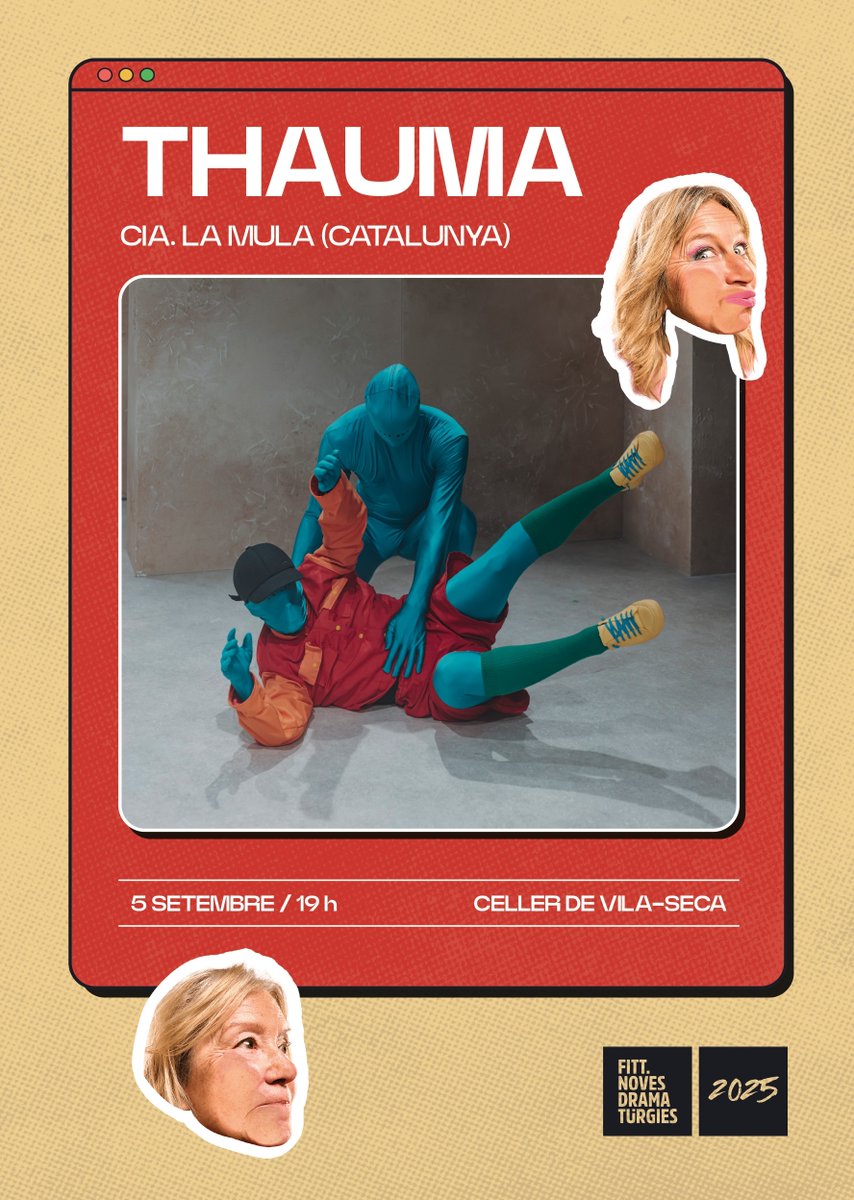 AjVilaseca's tweet image. 📢Som #MunicipiFITT! Acollim per primera vegada un espectacle dintre del 🎭Festival Internacional de Teatre de Tarragona
📌El dia 5 de setembre a les 19.00 h al Celler de Vila-seca, Thauma de la @lamula_cia
🔗entrades.vila-seca.cat
🔗fitt.cat/ca/abonaments-…
🩷Fes crush al #FITT