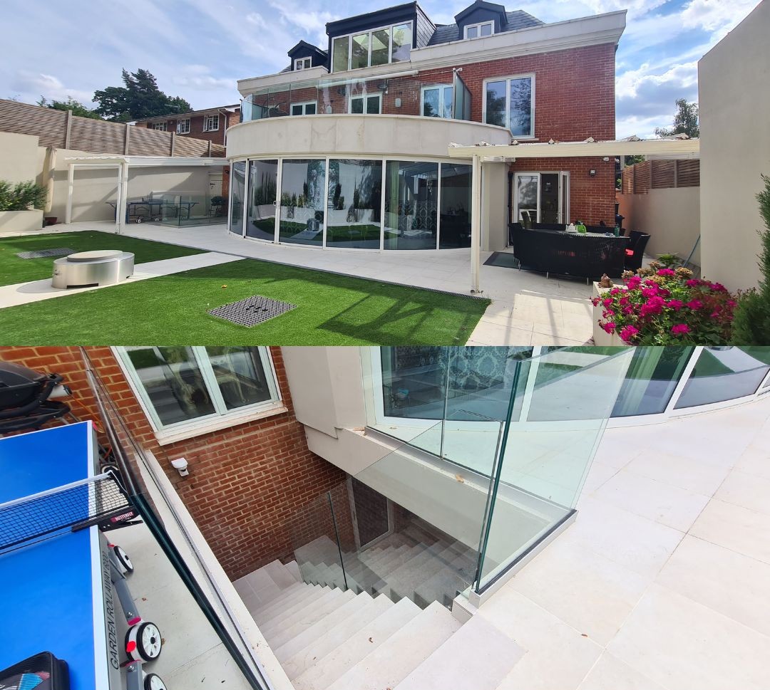 Project in #Wimbledon! A large existing home was #demolished to make way for a luxury #newbuild with a full basement (pool + gym) &amp; 3 floors above.
#Basement built with contiguous &amp; secant piling, lined with RC inner walls for strength + #waterproofing—delivered with specialist.