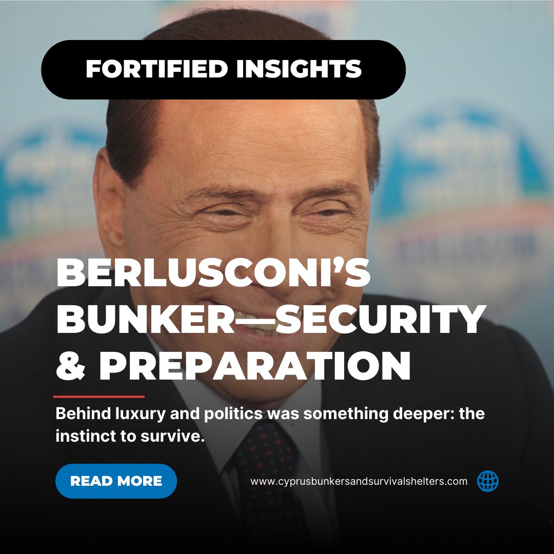 🛡️ Berlusconi’s Bunker—Security &amp; Preparation
Behind luxury and politics was something deeper:
the instinct to survive.
Explore how even the most public figures prepare in private.

🔎 Read more in our News section — link in bio.

#CBSS #Cyprus #Limassol #Nicosia
#Bunkers