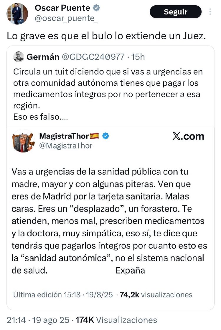 ¿Desde cuándo un ministro se dedica a señalar a los ciudadanos públicamente por expresar lo que ha vivido? ¿En qué se basa, además, para afirmar que son bulos?
Estamos llegando a unos niveles de degeneración inconcebibles ⁦<a href="/MagistraThor/">MagistraThor🇪🇸</a>⁩