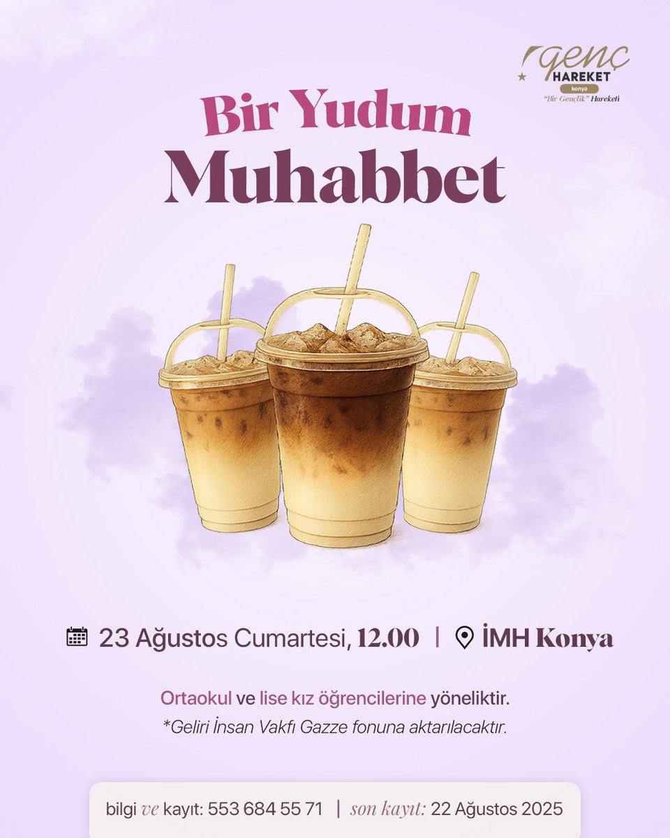 Ortaokul ve lise kız öğrencilerine özel buluşmamıza seni de bekliyoruz!✨

📍İMH Konya
🗓️ 23 Ağustos Cumartesi, saat 12.00