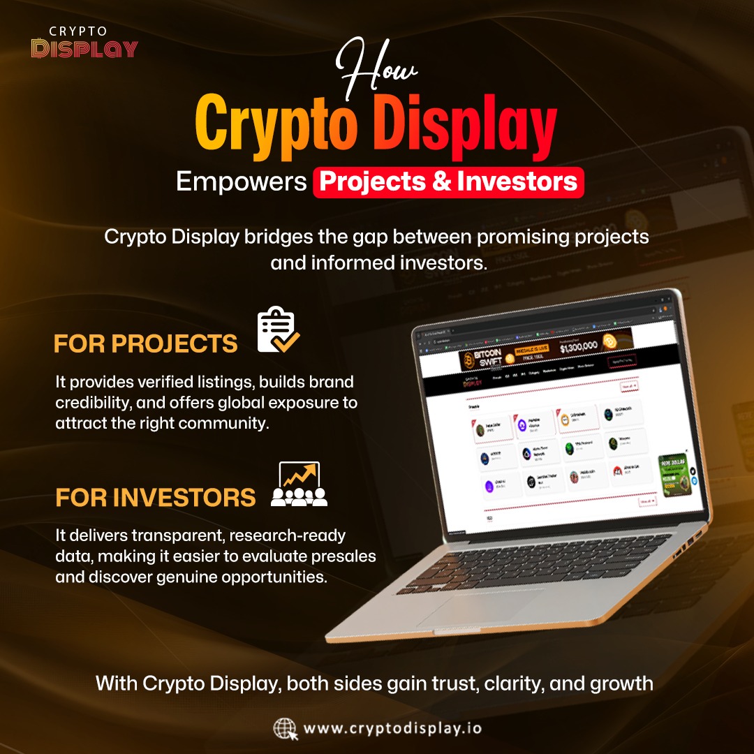 CryptoDisplayio's tweet photo. Building trust between projects and investors through clarity, credibility, and transparency.✨
👉🏻 Visit more at - https://t.co/RBK1t3N17L
#CryptoDisplay #Crypto #Blockchain #investsmart #CryptoProjects #Web3 #Crypto #Presale #opportunities #CryptoGrowth #trustedcrypto https://t.co/20fudnYPuW