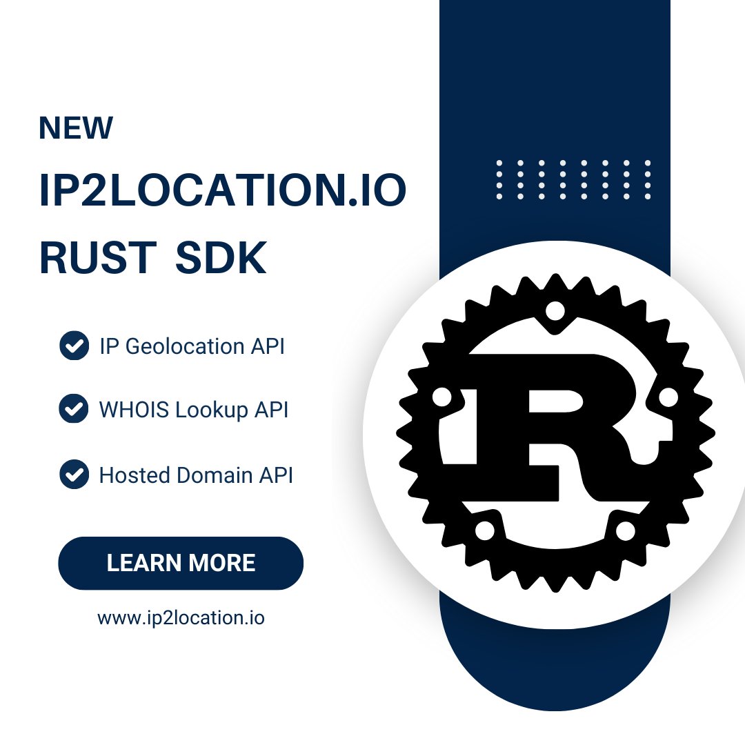 ip2location's tweet image. The IP2Location.io Rust SDK is here! 
Level up your Rust apps with IP geolocation, WHOIS lookups, hosted domains &amp;amp; more, all in just a few lines of code.

Find out more: github.com/ip2location/ip…

Other SDKs: ip2location.io/development-li…

#Rust #SDK #IPGeolocation #WHOIS