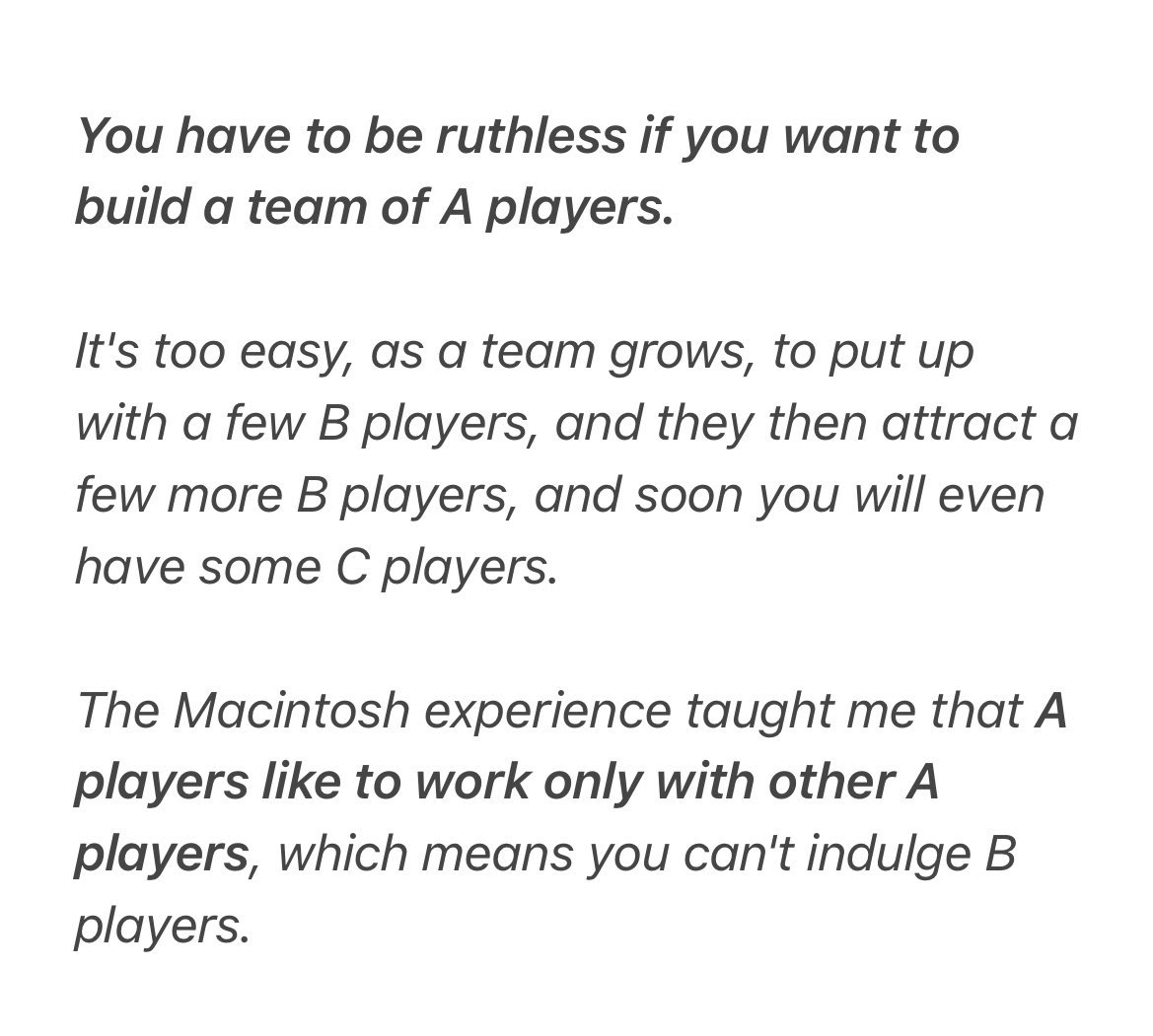 Steve Jobs on the importance of editing your team: