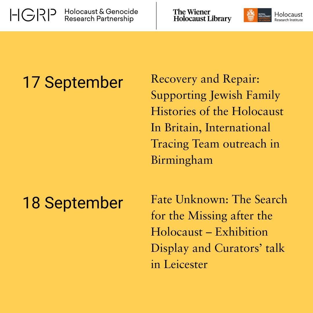 The travelling exhibition of 'Fate Unknown' is back on the road and is coming to Birmingham and Leicester this September. 

Birmingham: bit.ly/3Um2CtN
Leicester: bit.ly/4lmMOSw