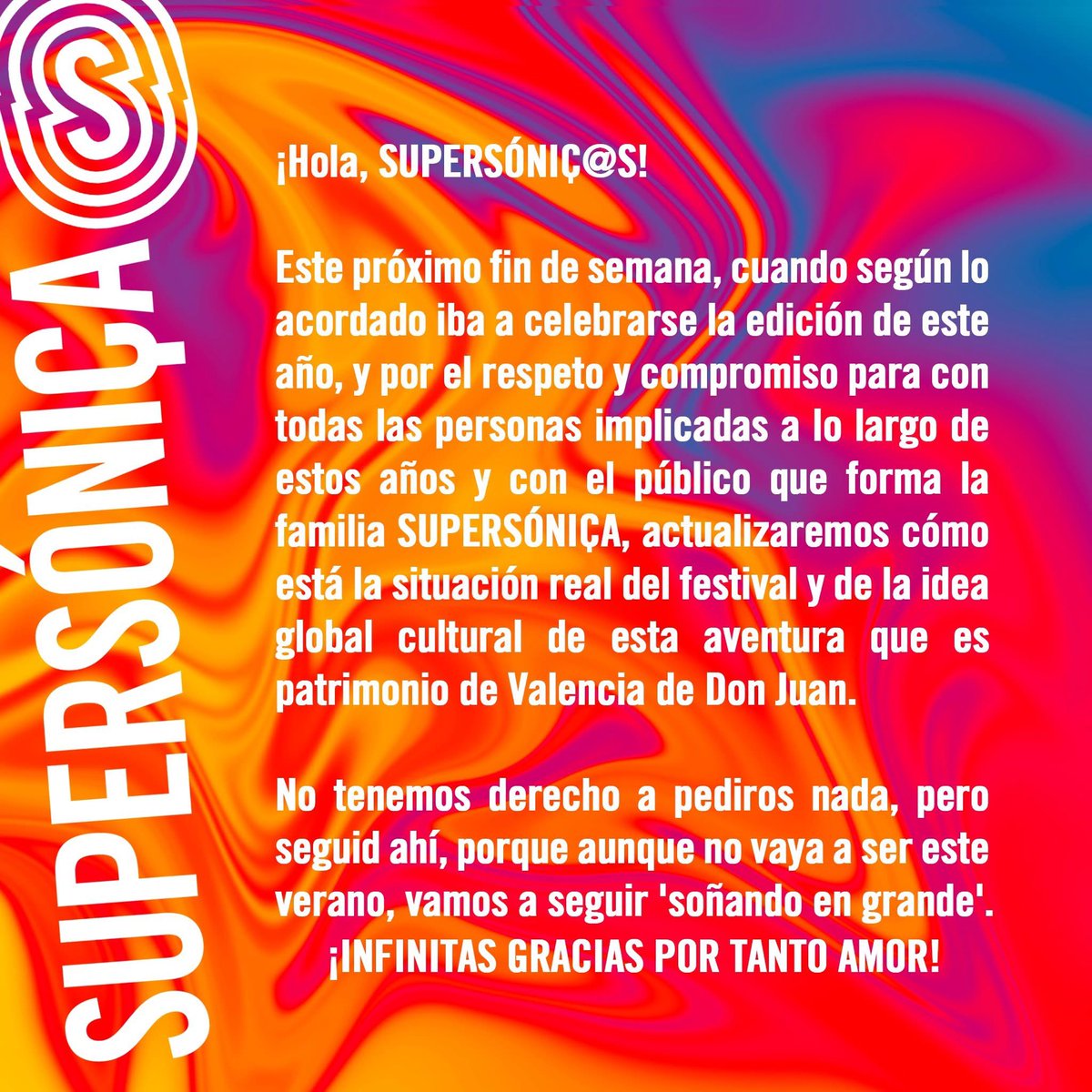 SupersonicaFest's tweet photo. ¡INFINITAS GRACIAS POR TANTO AMOR!💛
#YoSoySUPERSÓNIÇA 🌈 https://t.co/Idolj5V9to