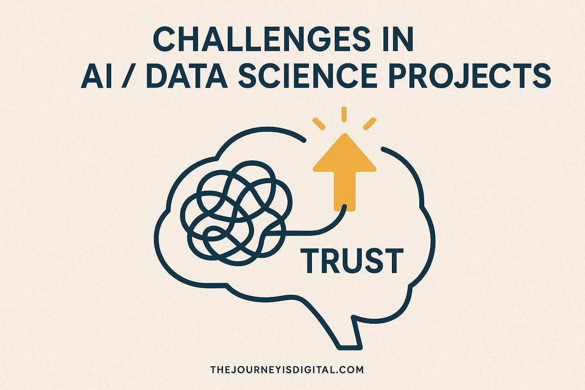 jcarlosdigital's tweet photo. ⚠️ Everyone talks about building AI. But no one talks about the mess behind the curtain:

• Wrangling data
• Tech that breaks on Friday night
• Dependability (good luck with that)
• Trust, explainability... in a black box
• Clear objectives 
• Ethics, but only when it hits the news

It’s not a challenge. It’s a battlefield.

The Journey Is Digital.
#AI #DataScience #DigitalTransformation #ArtificialIntelligence