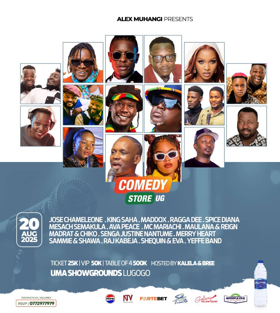 Comedy Store Uganda๐๐+๐ถ๐ถ (@comedystoreug) on Twitter photo ๐ผOhh Mulirwana...Kigwa Leero๐ผ Tonight ๐ฅ ๐ฅ#ComedyStoreWednesdays
Gates Open @6PM
โถ๏ธVENUE: UMA ShowGrounds Lugogo
Entrance: 25k, VIP:50k, Table of 4 <a href="/500k/">Five Hyundai</a>.
Book a table NOW: 0772977979.
Hosted by <a href="/AlexMuhangi/">Alex Muhangi</a>, <a href="/kalelacomedian/">#1Musoga1Chapat</a>, <a href="/brendiebai/">Busingye (Bree)</a> ๐ผOhh Mulirwana...Kigwa Leero๐ผ Tonight ๐ฅ ๐ฅ#ComedyStoreWednesdays
Gates Open @6PM
โถ๏ธVENUE: UMA ShowGrounds Lugogo
Entrance: 25k, VIP:50k, Table of 4 <a href="/500k/">Five Hyundai</a>.
Book a table NOW: 0772977979.
Hosted by <a href="/AlexMuhangi/">Alex Muhangi</a>, <a href="/kalelacomedian/">#1Musoga1Chapat</a>, <a href="/brendiebai/">Busingye (Bree)</a>