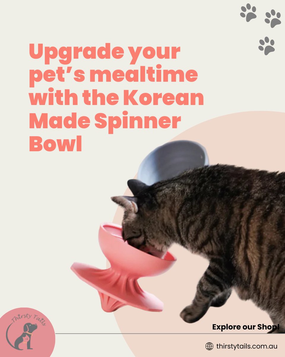 thirstytails's tweet photo. ✨ Style meets function with the award-winning Spinner Bowl. Built with advanced Korean design, its rotating base and ergonomic incline ensure safe, stress-free feeding for pets. 🐶🐱
.
Shop now - https://t.co/vV8RI3K4C9

#Australia #Pets #DOgs https://t.co/iy9WNbrX9C