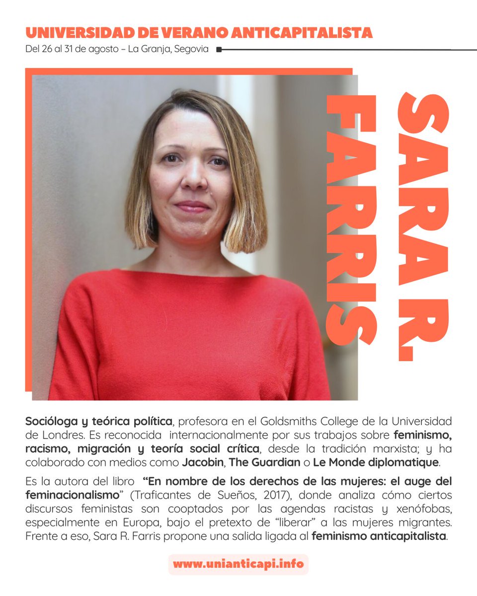💥En la Uni de verano, nos formaremos en torno a cuestiones de pensamiento político. Contaremos con Peter Thomas para hablarnos de Gramsci y la estrategia. Sara Farris, que nos aportará claves para construir un feminismo anticapitalista. 

🎟️ Inscríbete en unianticapi.info