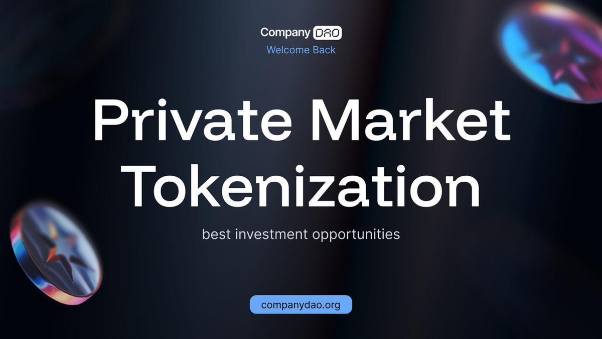 company_dao's tweet photo. Private equity is going public with Company DAO

We tokenize the best opportunities on the private market.

With Company DAO you can : 

1.Access a large network of deals

2. Exit anytime through secondary trading

3. Stay compliant and secure

Link - https://t.co/spRjjcKEet https://t.co/FZ7WXDWhES
