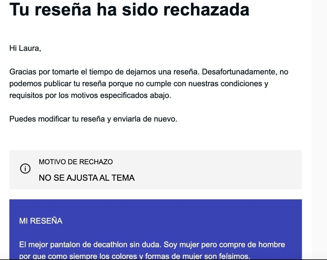 shirereta's tweet photo. @Decathlon ¿me podéis decir que es lo que no se ajusta al tema de mi comentario? https://t.co/moNgENz5iY