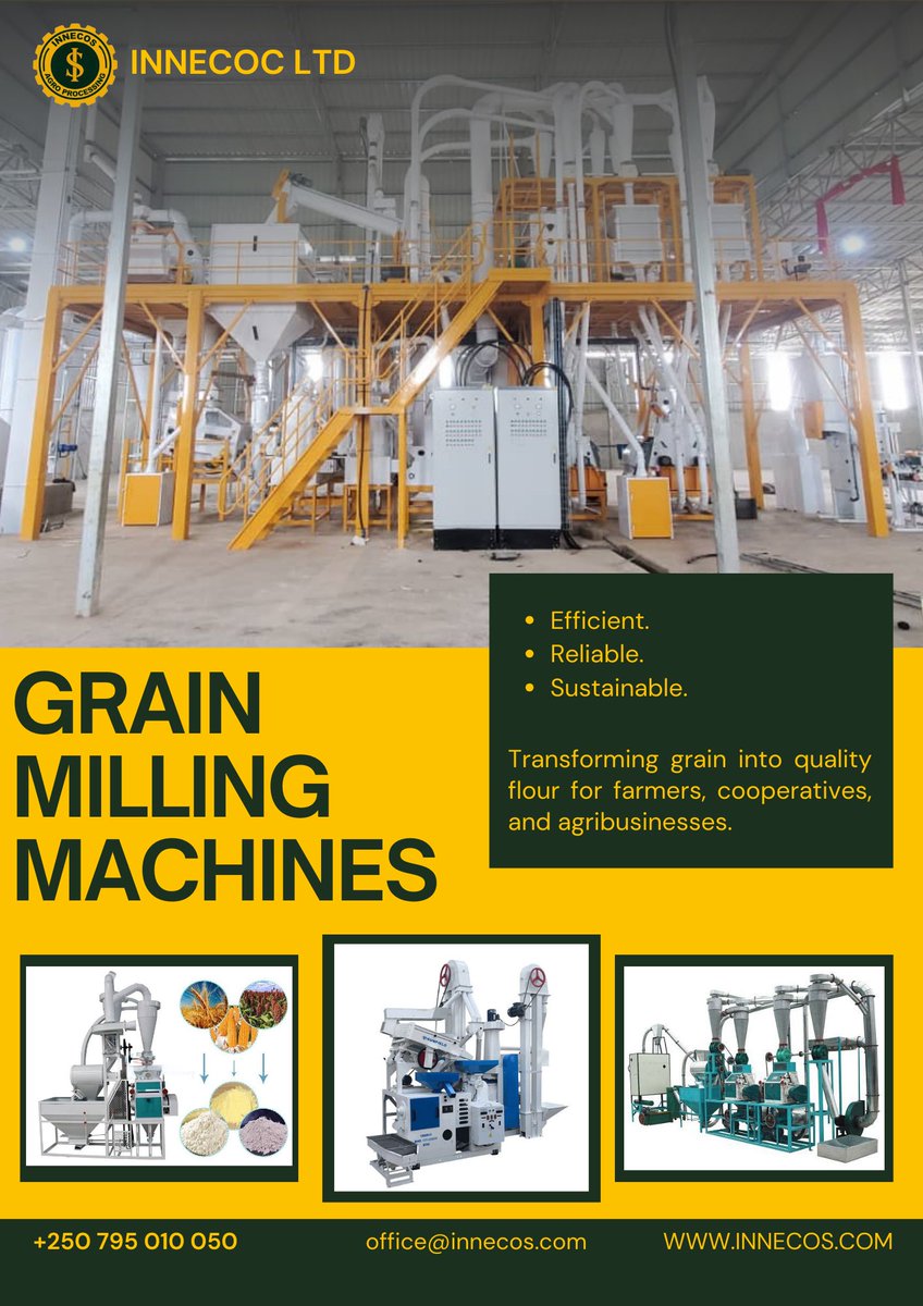INNECOS's tweet image. At INNECOS Ltd., we deliver high-performance grain milling machines designed to boost efficiency, ensure consistent flour quality, and support agribusiness growth. Our smart milling technology transforms raw grain into value reliably, efficiently, and sustainably.

Muri INNECOS…