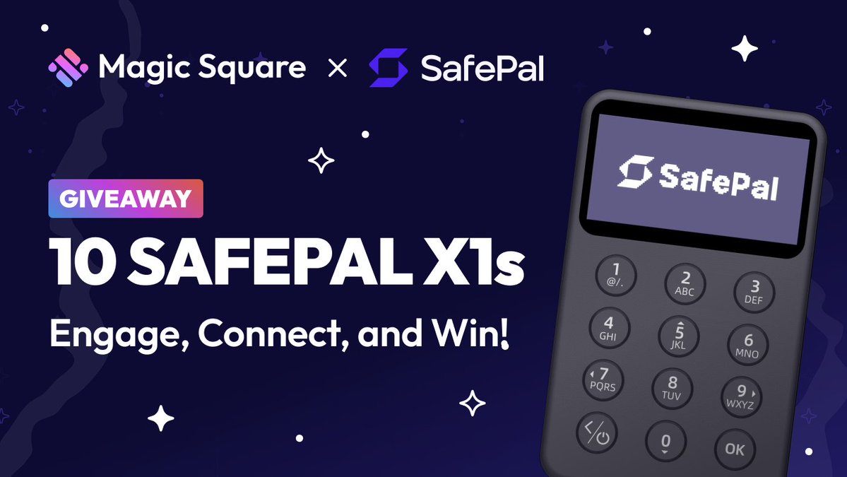 Magic Square (@magicsquareio) on Twitter photo ⭐𝗦𝗮𝗳𝗲𝗣𝗮𝗹 𝗫𝟭 𝗪𝗮𝗹𝗹𝗲𝘁 𝗚𝗜𝗩𝗘𝗔𝗪𝗔𝗬: Engage & Win
Engage now for your chance to be 1 of 10 winners to receive a SafePal X1 wallet, each worth $69.
𝗛𝗼𝘄 𝘁𝗼 𝗷𝗼𝗶𝗻:
1️⃣ Follow <a href="/MagicSquareio/">Magic Square</a> & <a href="/iSafePal/">SafePal - Crypto Wallet</a>
2️⃣ Like & RT this post
3️⃣ Tag two friends in the ⭐𝗦𝗮𝗳𝗲𝗣𝗮𝗹 𝗫𝟭 𝗪𝗮𝗹𝗹𝗲𝘁 𝗚𝗜𝗩𝗘𝗔𝗪𝗔𝗬: Engage & Win
Engage now for your chance to be 1 of 10 winners to receive a SafePal X1 wallet, each worth $69.
𝗛𝗼𝘄 𝘁𝗼 𝗷𝗼𝗶𝗻:
1️⃣ Follow <a href="/MagicSquareio/">Magic Square</a> & <a href="/iSafePal/">SafePal - Crypto Wallet</a>
2️⃣ Like & RT this post
3️⃣ Tag two friends in the