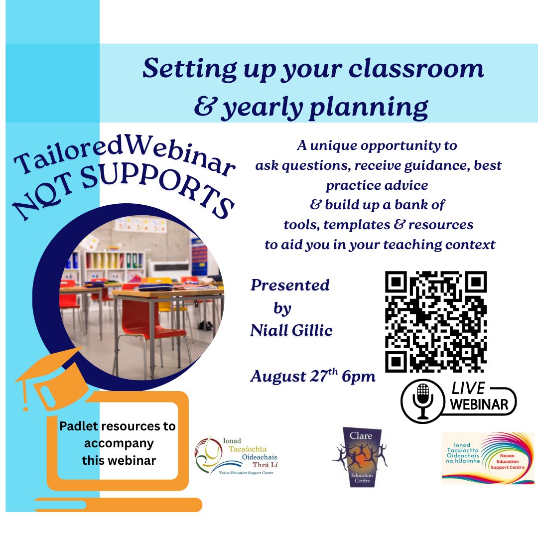 ClareEdCentre's tweet image. 📢Newly Qualified Primary Teachers
➡️Setting Up Your Classroom and Yearly Planning
📅Wednesday, 27th August 2025
⏲️ 6.00pm - 7.00pm
🗣️Niall Gillic
📌Zoom
💰FREE
®️ clareed.ie/cpd-courses/pr…
@traleeesc @NavanESC #NQT