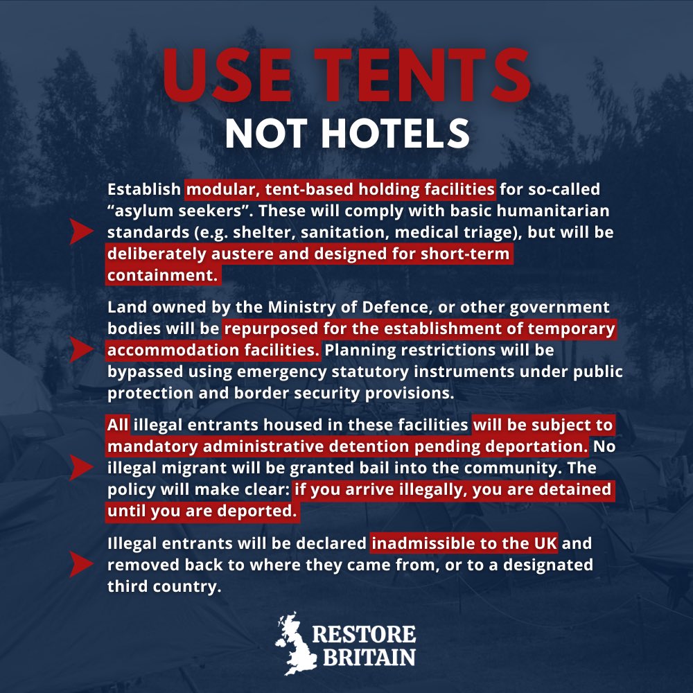 Use tents, not hotels.

Detain. Deport.