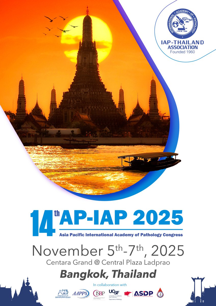 SakdaSat's tweet image. 🌏 Bangkok hosts APIAP 2025!
🔬 The Asia Pacific International Academy of Pathology (APIAP) 2025 is coming soon.
📅 Early Bird ends Sept 2025 – register now: iapthailand.com/apiap2025
#APIAP2025 #Pathology #IAPThailand #PathologyConference