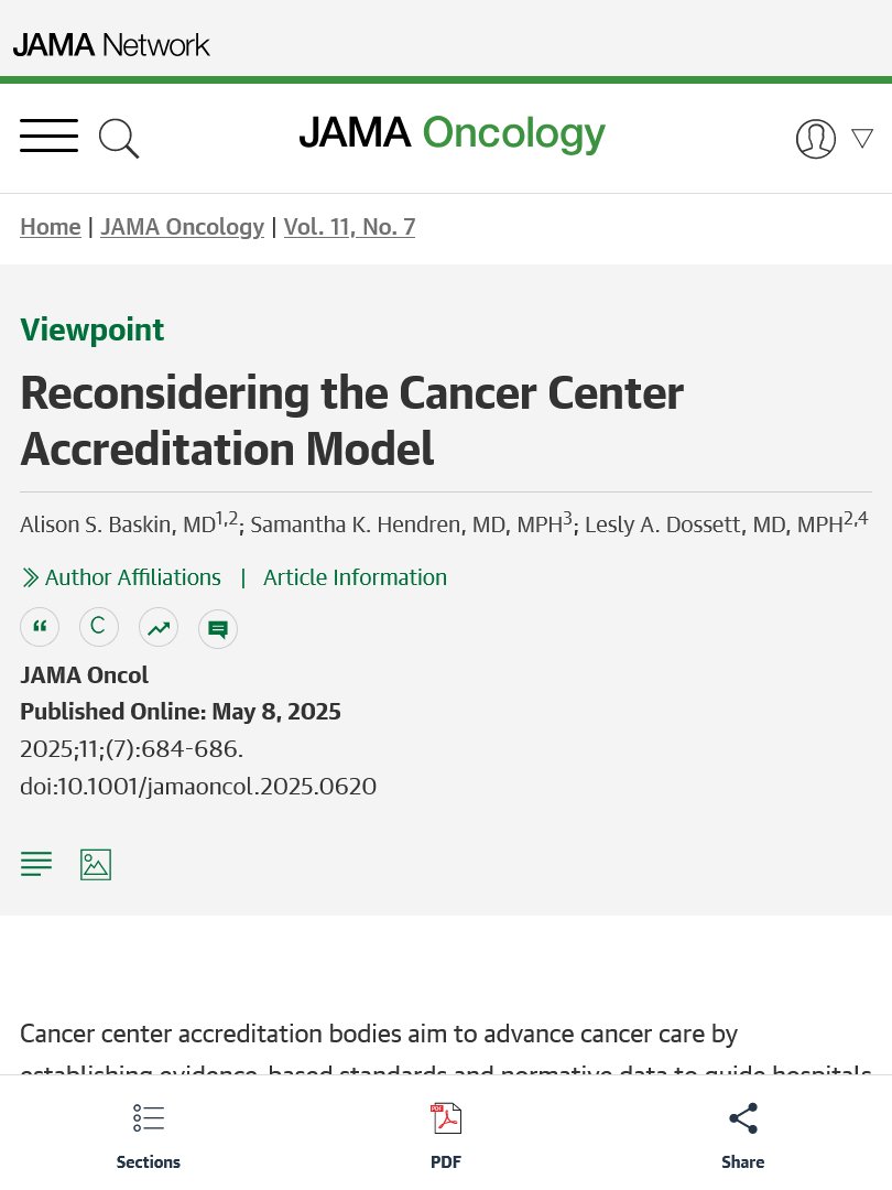 Viewpoint: A tailored, tiered approach to cancer center accreditation could increase hospital participation by addressing existing barriers and aligning costs with hospital capabilities. ja.ma/44Kv8LE <a href="/alison_baskin/">Alison Baskin</a>