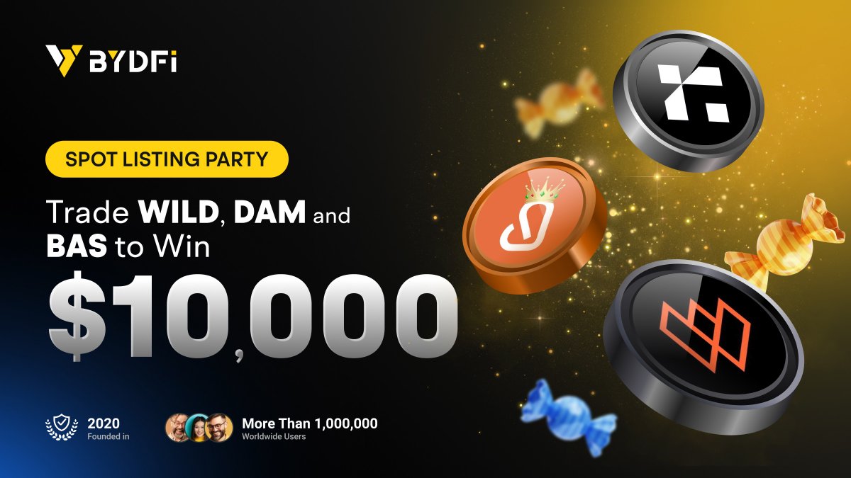 🎉 New Listing Party on BYDFi – $100 Giveaway

🎁 Engage &amp; Win: 5 lucky winners will each get 20 USDT Bonus!
How to Participate:
1️⃣ Follow <a href="/BYDFi/">BYDFi</a>
2️⃣ Like &amp; RT this post
3️⃣ Comment anything with #BYDFi 

⏳ Ends Aug 30, 10:00 AM ET (Eastern Time)

Trade $WILD, $DAM, $BAS to