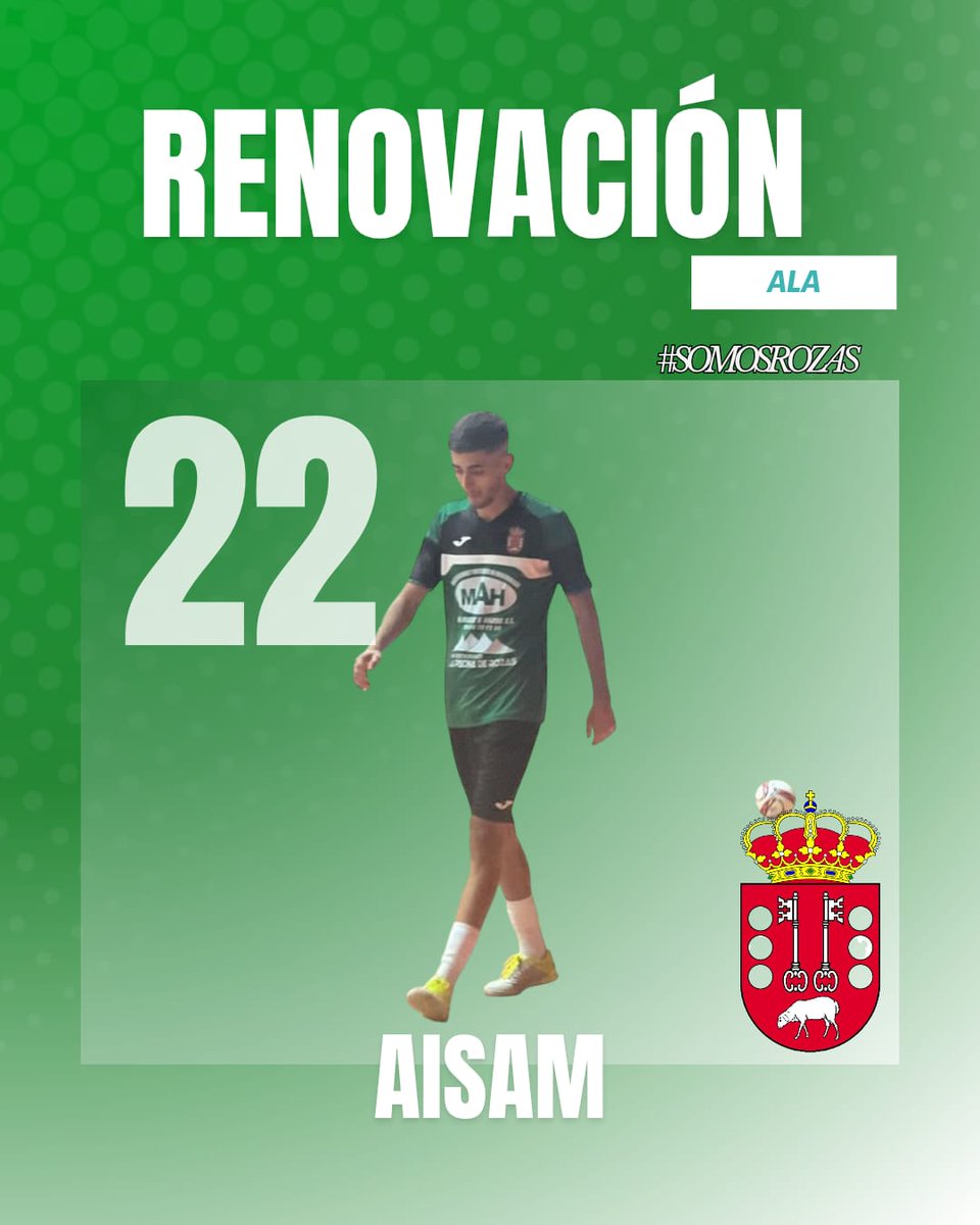 RozasPRealFS's tweet photo. 🔥 La finta y el sprint seguirán ligados a Rozas.
💨 Aisam continuará defendiendo nuestros colores una temporada más.
💚🤍❤️ Tercer año en el club y más decidido que nunca a ayudar al equipo a cumplir su objetivo.
⚽ ¡Vamos con todo, Aisam! 💪
#FutbolSalaa #RozasFS #SomosRozas https://t.co/8OhYYhLrJN