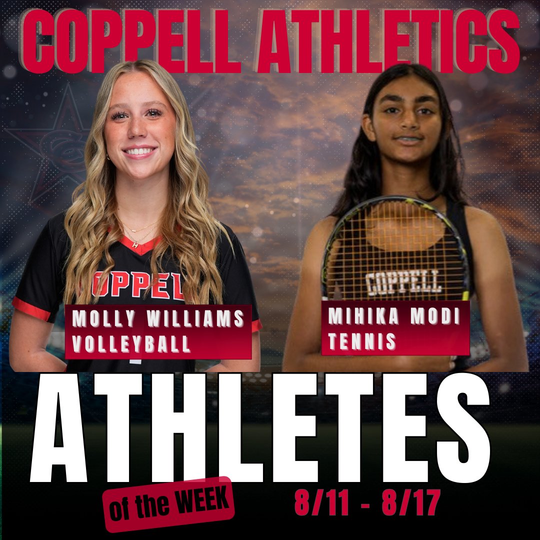 CoppellSports1's tweet photo. Congrats Molly and Mihika!  Keep up the hard work. https://t.co/0URNU6gBXy