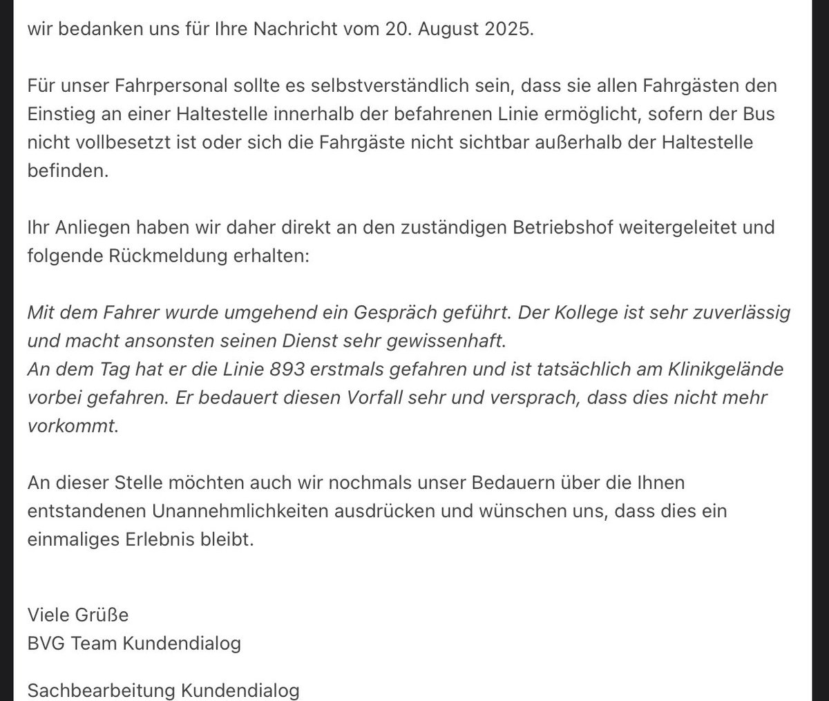 Sebastian Füllgraff (@fuellgraff) on Twitter photo Ich glaube das der Fahrer der <a href="/BVG_Bus/">BVG Bus</a> zuverlässig ist & es würde mich nicht ärgern, wenn es nicht der letzte #Bus gewesen wäre, der statt die Haltestelle anzufahren, sogar umfahren hat. Ich musste ein <a href="/Uber/">Uber</a> nehmen! Was ist mit einer Kostenbeteiligung? <a href="/BVG_Kampagne/">Weil wir dich lieben</a> <a href="/IGEB_Berlin/">IGEB Fahrgastverband Berlin</a> Ich glaube das der Fahrer der <a href="/BVG_Bus/">BVG Bus</a> zuverlässig ist & es würde mich nicht ärgern, wenn es nicht der letzte #Bus gewesen wäre, der statt die Haltestelle anzufahren, sogar umfahren hat. Ich musste ein <a href="/Uber/">Uber</a> nehmen! Was ist mit einer Kostenbeteiligung? <a href="/BVG_Kampagne/">Weil wir dich lieben</a> <a href="/IGEB_Berlin/">IGEB Fahrgastverband Berlin</a>