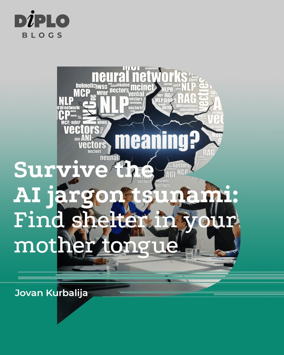 DiplomacyEdu's tweet photo. Lost in AI jargon? The more we talk about AI, the less meaning words seem to carry. Could your mother tongue be the antidote?
Explore the idea and add your voice! ⬇️
https://t.co/eukNm6lY4t
.
.
#DiploBlog #DiploFaculty #AI #humAInism #AIJargon #LanguageMatters #DigitalDiplomacy #AIethics #TechAndSociety
@jovankurbalija