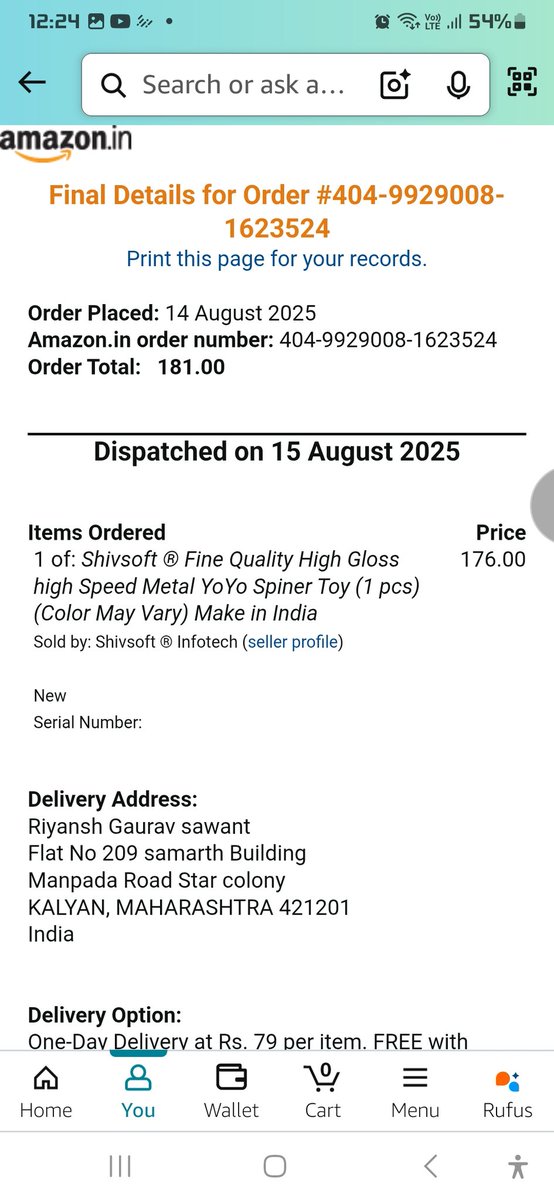 nILU_2506's tweet photo. Showing on app that Package was handed to resident but i haven't received anything in my hand and not received a Single call waiting since 16th Aug.25 https://t.co/X2rwnYJo0e