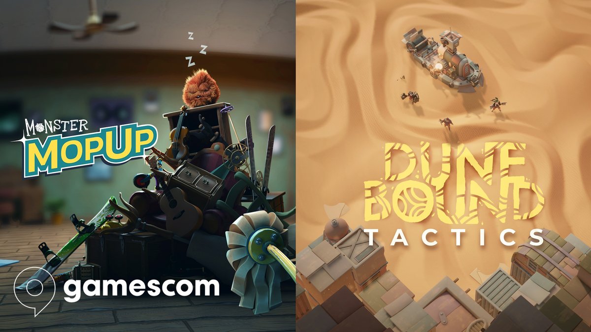 🚨 Big news! 🚨
Both Dunebound Tactics and Monster Mop Up are officially part of #Gamescom2025 ! 🎉
👉Play the Dunebound Tactics demo! 
store.steampowered.com/app/3034660/Du…
👉Purchase Monster Mop Up (for a 35% launch discount!)
store.steampowered.com/app/2451310/Mo…
#Gamescom25  #indiegames