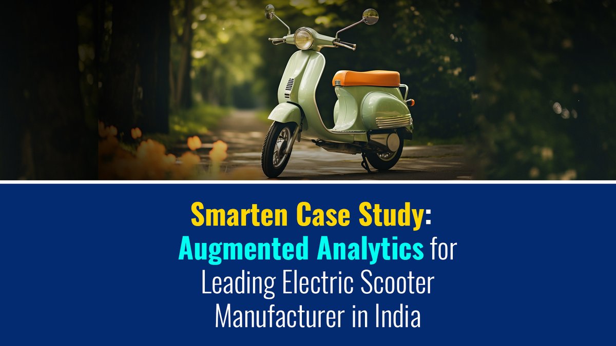 ElegantMicroWeb's tweet image. Smarten implemented a unified analytics platform for an electric mobility co. in India
smarten.com/blog/case-stud…
#Analytics4IndiaElectricScooterBiz #AnalyticsAndBIPlatform #AssistedPredictiveModeling #AugmentedAnalytics #AugmentedAnalyticsBenefits #AugmentedAnalyticsCaseStudies