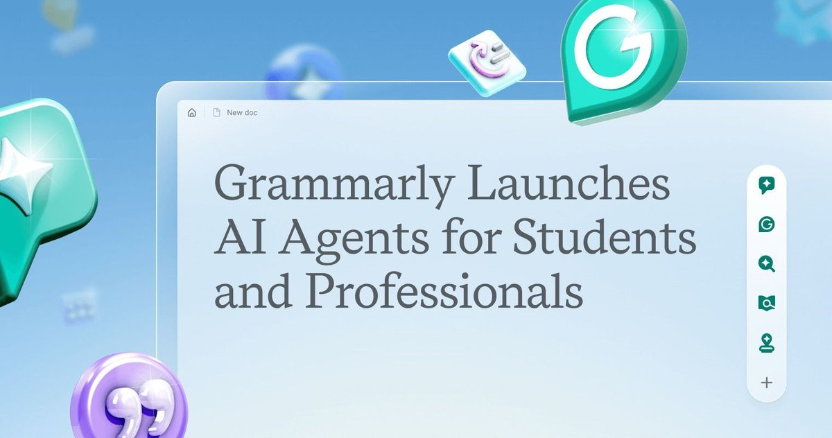 BlogNT's tweet image. 🤯📚 Grammarly lance des agents IA pour aider les étudiants à améliorer leurs devoirs ! Le futur du soutien scolaire est intelligent et sans plagiat. Préparez-vous à des devoirs impeccables ! 🔥👇

blog-nouvelles-technologies.fr/337733/grammar…

#Grammarly #IA #Étudiants #SoutienScolaire #Devoirs #Tech