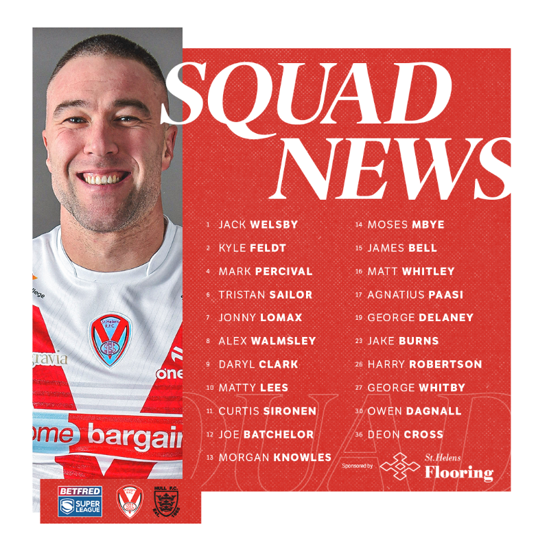Saints1890's tweet photo. 🔻 𝑺𝑸𝑼𝑨𝑫 𝑵𝑬𝑾𝑺

Head Coach Paul Wellens has named his 21-man Saints squad that will face @hullfcofficial on Friday night in @SuperLeague!

Read more 😇 https://t.co/6IlsZyXMmI 

#COYS | St Helens Flooring