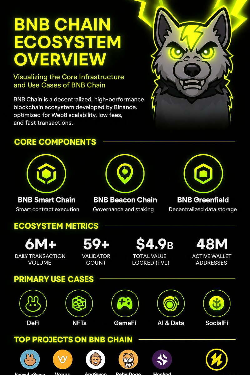 Discover the BNBChain Ecosystem with its core chains, key statistics, and diverse use cases like DeFi, NFTs, and GameFi. Presented in Volt Inu’s dynamic branding for clear and impactful insight.

#VoltInuBSCDaily <a href="/bsc_daily/">BSCDaily</a> <a href="/VoltInuOfficial/">Volt Inu ⚡️</a> ⚡