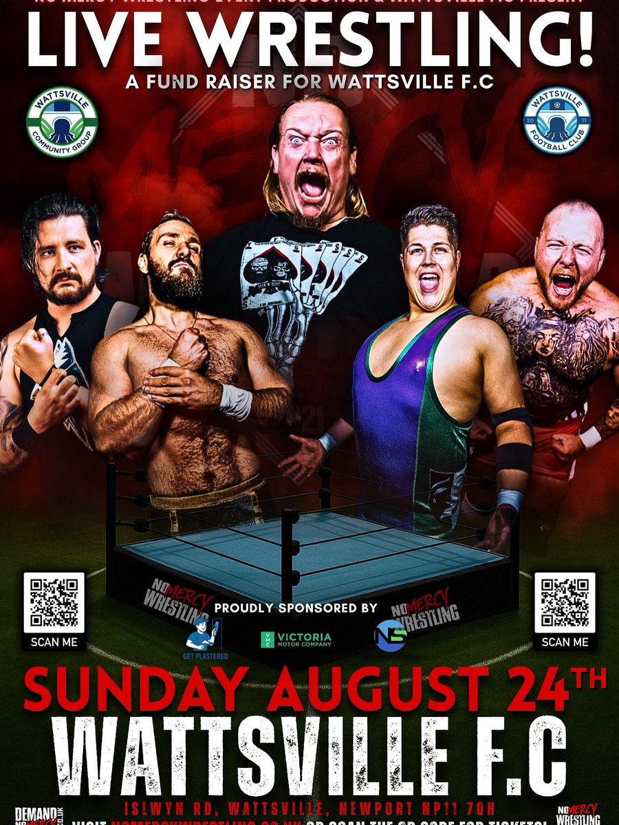 Please share!

Click the link to book tickets! 

Wrestling, music, Beers &amp; pizza in the sun !! 

Starts 3pm.. ends around 7pm.. 

Seating will be provided.

Park for the kids, and dogs also welcome! 

See you there! 

nomercywrestling.co.uk/events/no-merc…