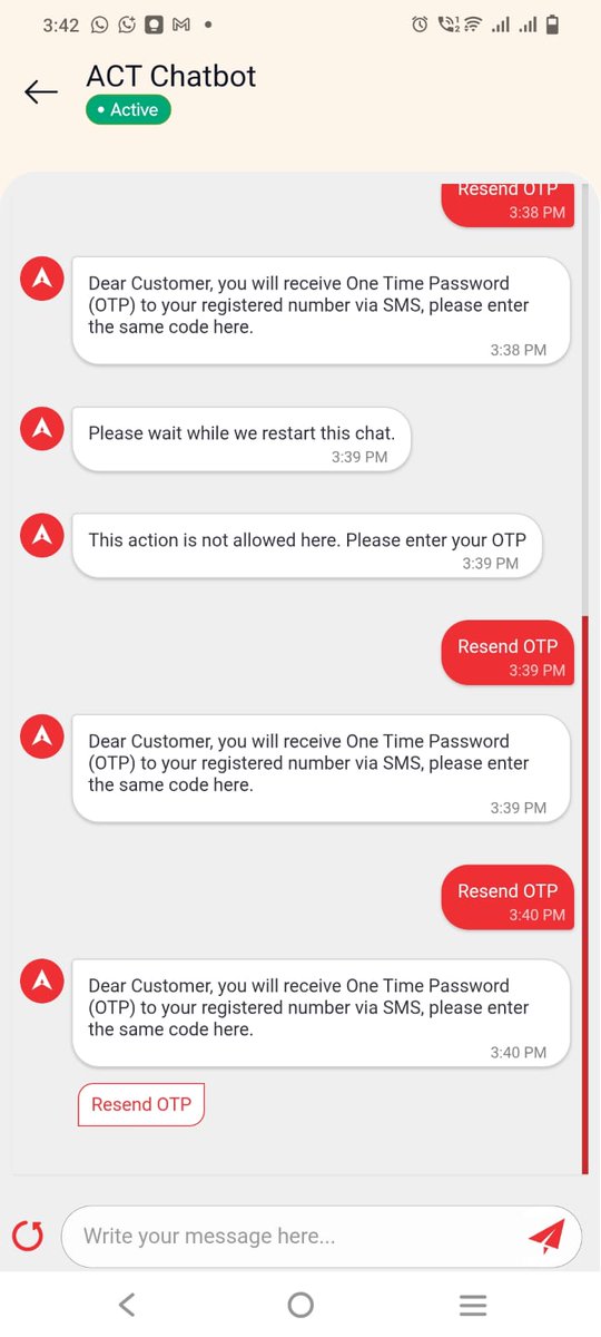 mausamarora's tweet photo. @ACTFibernet
— Your app mysteriously blocks OTPs only when I try to cancel. Frequent disconnections, fake promises about TV channels, and a support team that ghosts you. This isn’t bad service — it’s harassment. #ConsumerRights #ACTFibernetScam

@ACTFibernet

@TRAI

@DoT_India https://t.co/cek2j83rOn