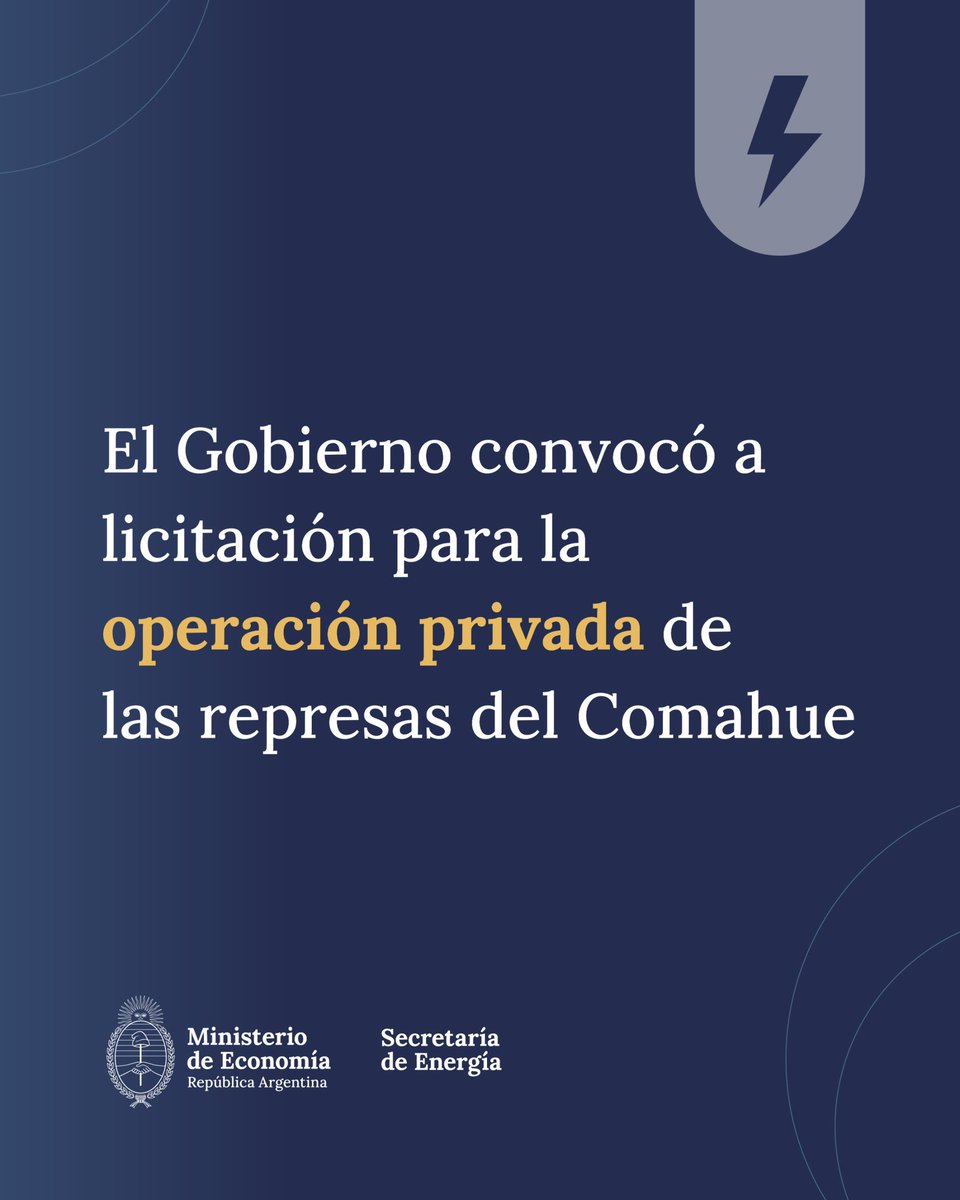 El Gobierno convocó a licitación nacional e internacional para la administración privada de las centrales hidroeléctricas del Comahue.

Se busca replicar otras experiencias exitosas de gestión privada y que el Estado se ahorre costos innecesarios.

argentina.gob.ar/noticias/el-go…